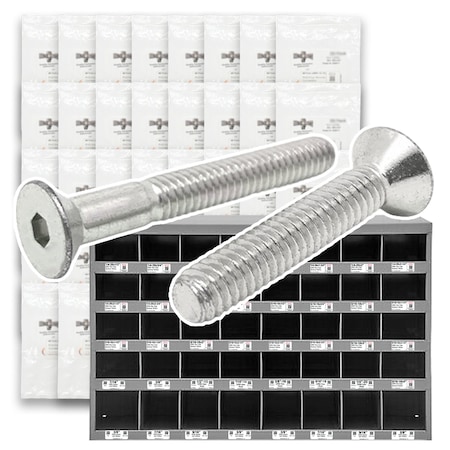 Boltsandnuts.Com 316 Stainless Steel Flat Head Socket Cap Screws - 1656 PCS Assortment Kit #512